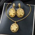 Cross-Border New Release Cutout Base Pad Shiny Five-Point Star Necklace Earrings Set 2-Piece Set Exquisite Set Women