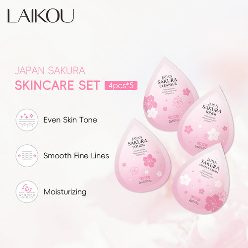 LAIKOU莱蔻日本樱花4件套袋装2g/4连包洗面奶面霜水乳虾皮速卖通