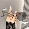 Light-Changing Prescription Glasses Blue-Light Lens Frame Overseas Ultra-Light Bare Face Student Glasses Tea Photochromic Prescription Sunglasses