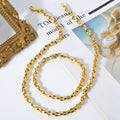 Cross-Border Gold Coffee Bean Rope Chain 18K Copper Necklace Bracelet Set Jewelry Set Necklace Hand Jewelry Wholesale