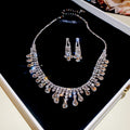 EU/US Import Exquisite Rhinestone Teardrop Fringe Stud Earring Necklace Set Fashionable Clavicle Chain Light Luxury Premium Necklace