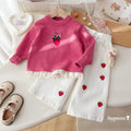 Girls' Strawberry Jacquard Sweater and Pants Set