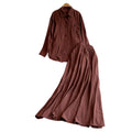 Casual Fashion Embroidered Long Sleeve High Waist Swing Sun-Protection Skirt + Shirt 2-Piece Set