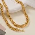 Double-Layer Cross Weave Byzantine King Chain Heavy-Duty Cutout Link Band Thick Necklace Western Hip-Hop Moto Necklace Bracelet Set