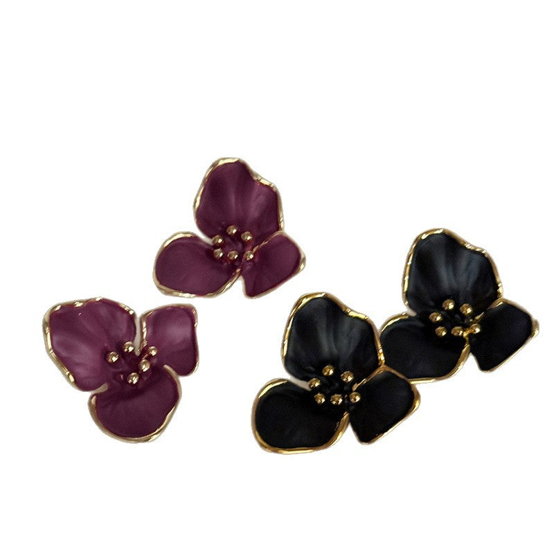 French Enamel Flower Stud Earrings - view 5