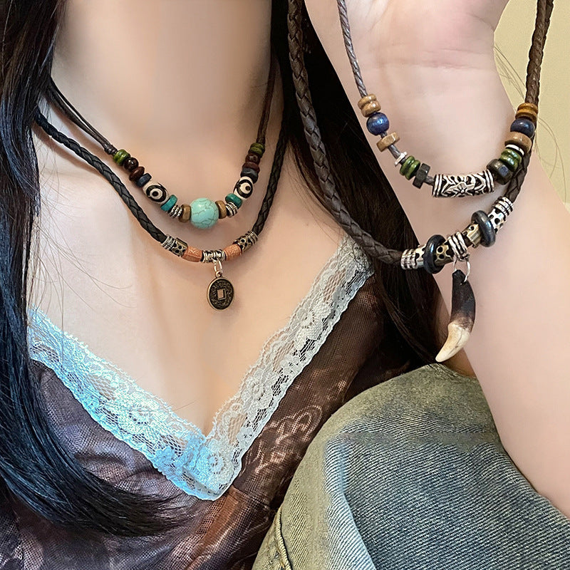 Chinese-Style Zen Wooden Bead Necklace - view 4