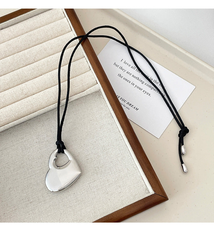 Korean Minimalist Heart Pendant Necklace - view 11