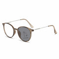 Auto Light-Feel Gray Photochromic Progressive Reading Glasses Distance-Near Dual Progress Anti-Blue Round Metal Leg Elderly Glasses
