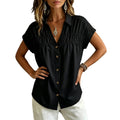 Summer Slimming V-Neck Pleated Loose Shirt