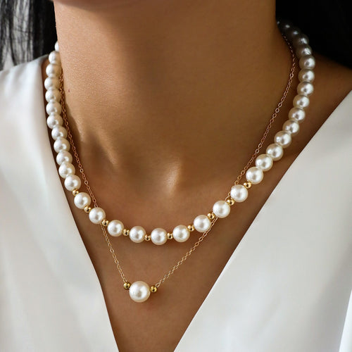 French Retro New Simple Choker Light Luxury Niche Design Detail Double-Layer Clavicle Chain Premium Pearl Necklace