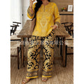 Women's Ethnic Long Sleeve Lace Trim Set 2026 | 2 Piece Outfit Set - White