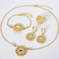 EU/US Import Creative Sunflower Cutout Pendant Necklace Bracelet Set Earrings Ring Vintage Women Jewelry Set