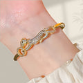 Middle East Cross-Border Hit Retro Full Diamond Leopard Bangle Personality Versatile Cheetah Bracelet Western Hot Sale Open Bangle Piece