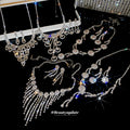 Western Imperial Breeze Rhinestone Round Flower Fringe Stud Earring Necklace Set Women Clavicle Chain Light Luxury Premium Necklace