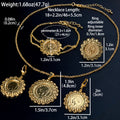 Overseas 18K Gold Light Luxury Niche Round Ring Lace Trim Necklace Bracelet Set Earrings Ring Versatile Women Jewelry Set