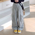 Girls' Large Pocket Cargo Wide-Leg Pants - Straight