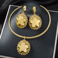 Cross-Border New Release Cutout Base Pad Shiny Five-Point Star Necklace Earrings Set 2-Piece Set Exquisite Set Women