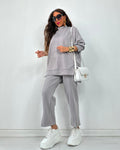 Solid Long Sleeve + Pants Two-Piece Casual Set, 2025