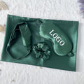 Custom Faux Silk Pillowcase Eyeshade Headband Hair Tie 4-Piece Set Wedding Gift Hair Care Gift Wholesale logo