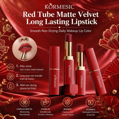 KORMESIC跨境柔雾哑光口红lipstick丝绒显白滋润彩妆外贸厂家批发