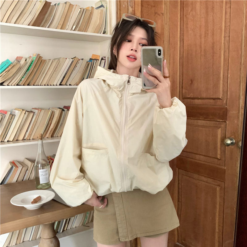 Women's Summer Korean Loose Sun-Protection Top + Cardigan + Jacket 2026 - Apricot