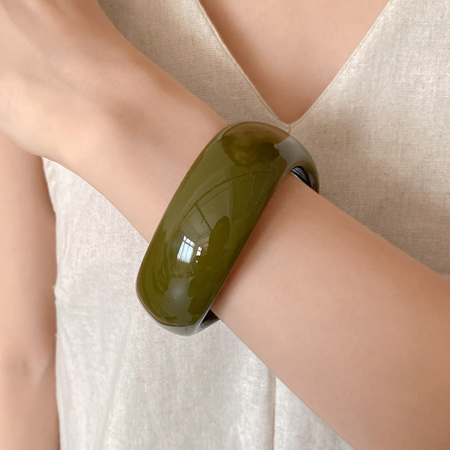 Minimalist Round Acrylic Bangle Bracelet - view 3