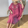 Beach Cover-Up Dress, Crochet Panel Fringe Bikini Cover