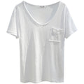 Bamboo Cotton V-Neck T-Shirt - Solid Color Patch Pocket Short Sleeve Top Women