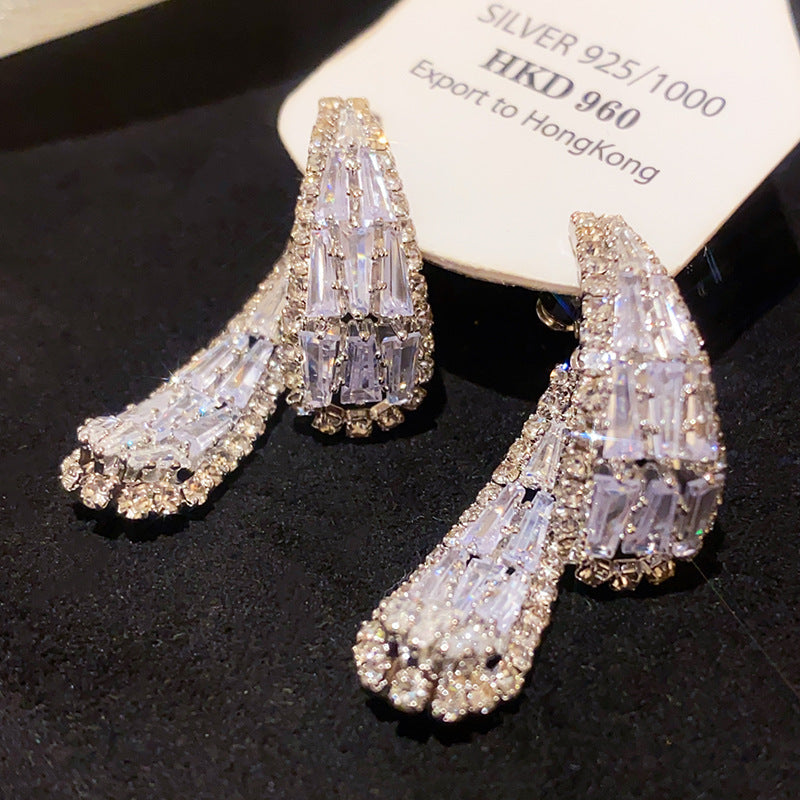 Rhinestone Teardrop Pearl Earrings - view 12