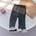 Girls' Lace Trim Wide-Leg Pants - Spring/Fall Casual