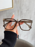 Big Frame Retro Plano Women Face-Slimming Glasses Full-Frame Asymmetric Lens Clear Frame Men Trendy Anti-Blue