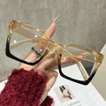 Contrast Square Big Frame Plano Women Overseas Influencer Style Blue-Light Glasses Simple Versatile Bare Face Glasses Frame