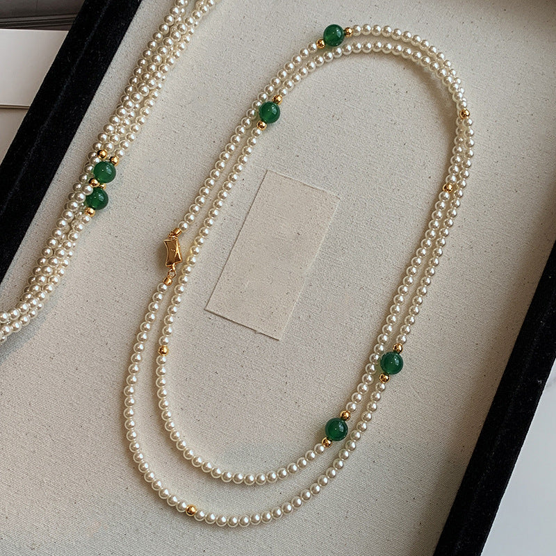 Long Round Faux Pearl Necklace - view 2