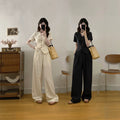 Summer Fashion Elegant Plus Size High Waist Wide Leg Pants + Top 2-Piece Set