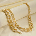 American Casual Classic Return Pattern Cutout Greece Return Pattern Figaro Change Fit Chain Necklace Bracelet Set