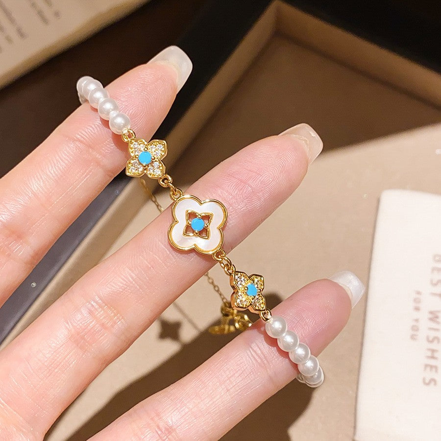 18K Gold-Plated Zircon Flower Bracelet - view 8