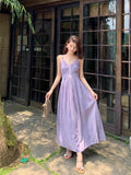 Purple Camisole Fitted Beach Dress, Date Night Style