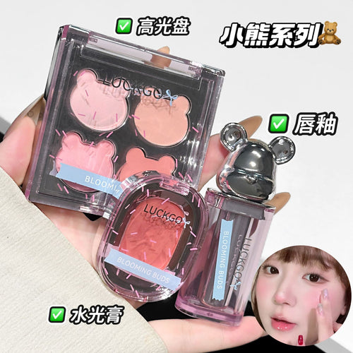 LUCKGO小熊系列学生党彩妆水润国货化妆品高光腮红口红多用膏唇釉