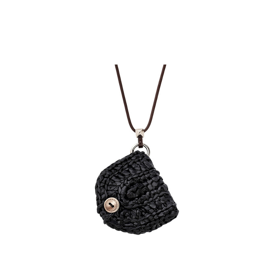Woven Coconut Shell Glasses Holder Necklace with Leather Cord - view 5