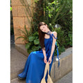 Klein Blue Camisole Long Dress, Seaside Vacation Travel