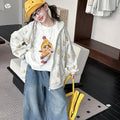 Girls' Cartoon Print Hooded Zip Cardigan - Cute