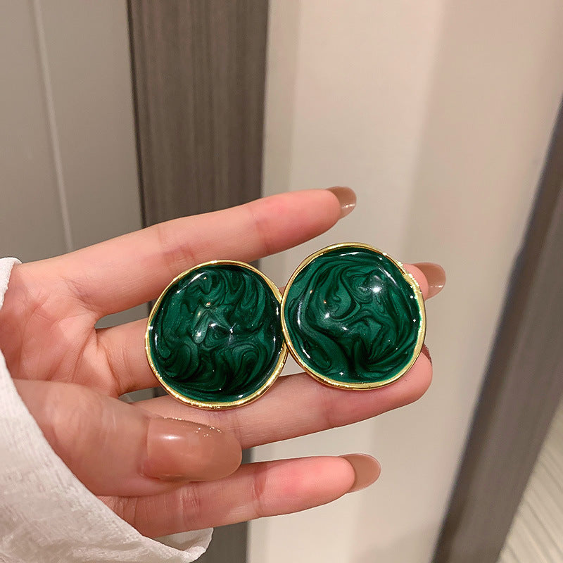 Green Floral Silver-Post Stud Earrings – Korean-Inspired Style - view 10