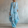 In Stock 2026 Solid Casual Top + Wide Leg Pants Two-Piece Set