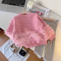 Girls' Solid Mohair Knit Pullover Sweater - Fall/Winter