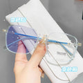 Photochromic Prescription Sunglasses Anti-Blue Tea Glasses Women Big Frame Stylish Bare Face Light Feel Ultra-Light Slender Prescription Glasses
