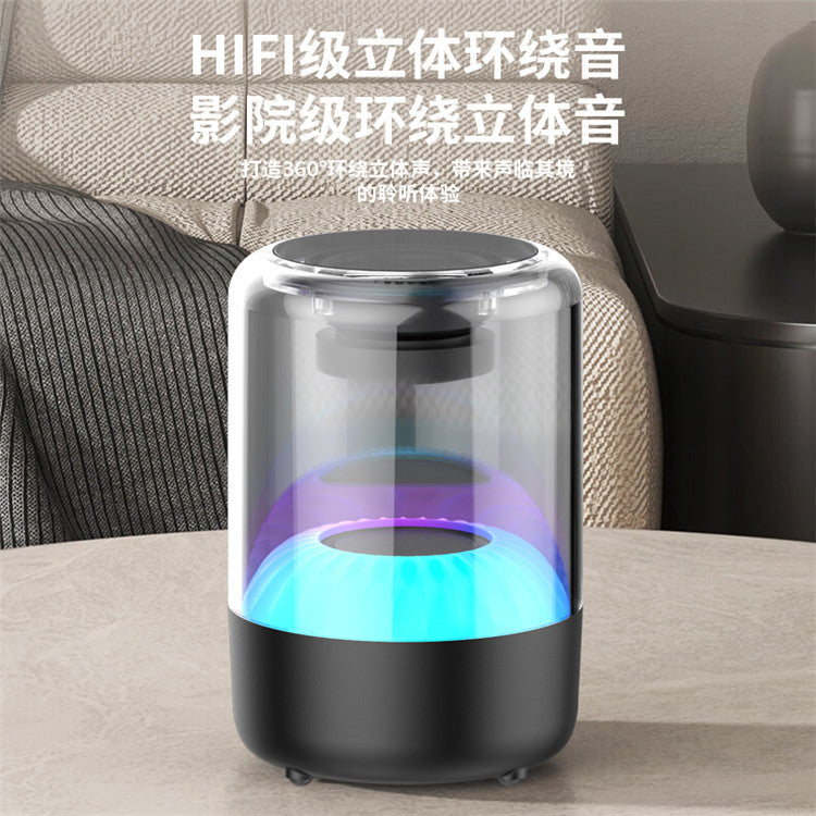 New transparent suspended Bluetooth audio, colorful lighting, smart glass speaker, high quality sound quality, large volume subwoofer