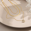New Retro Full Diamond Butterfly Pendant Clavicle Chain Women Creative Personality Snake Chain Layered 3 Layer Necklace N6244