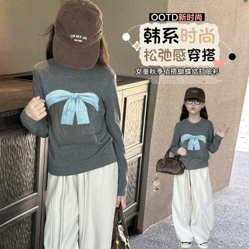 Girls' Bow Print Long Sleeve Tee