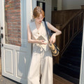 Summer Old Money French Wide Leg Pants + Vest 2-Piece Set