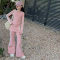 Girls' Slim V-Neck Tee & Flared Pants Set